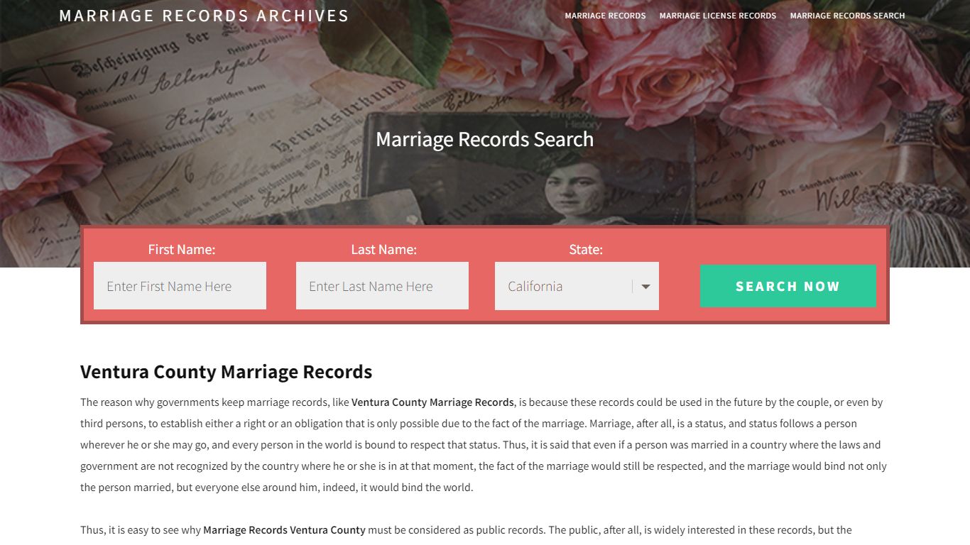 Ventura County Marriage Records | Enter Name and Search|14 ...